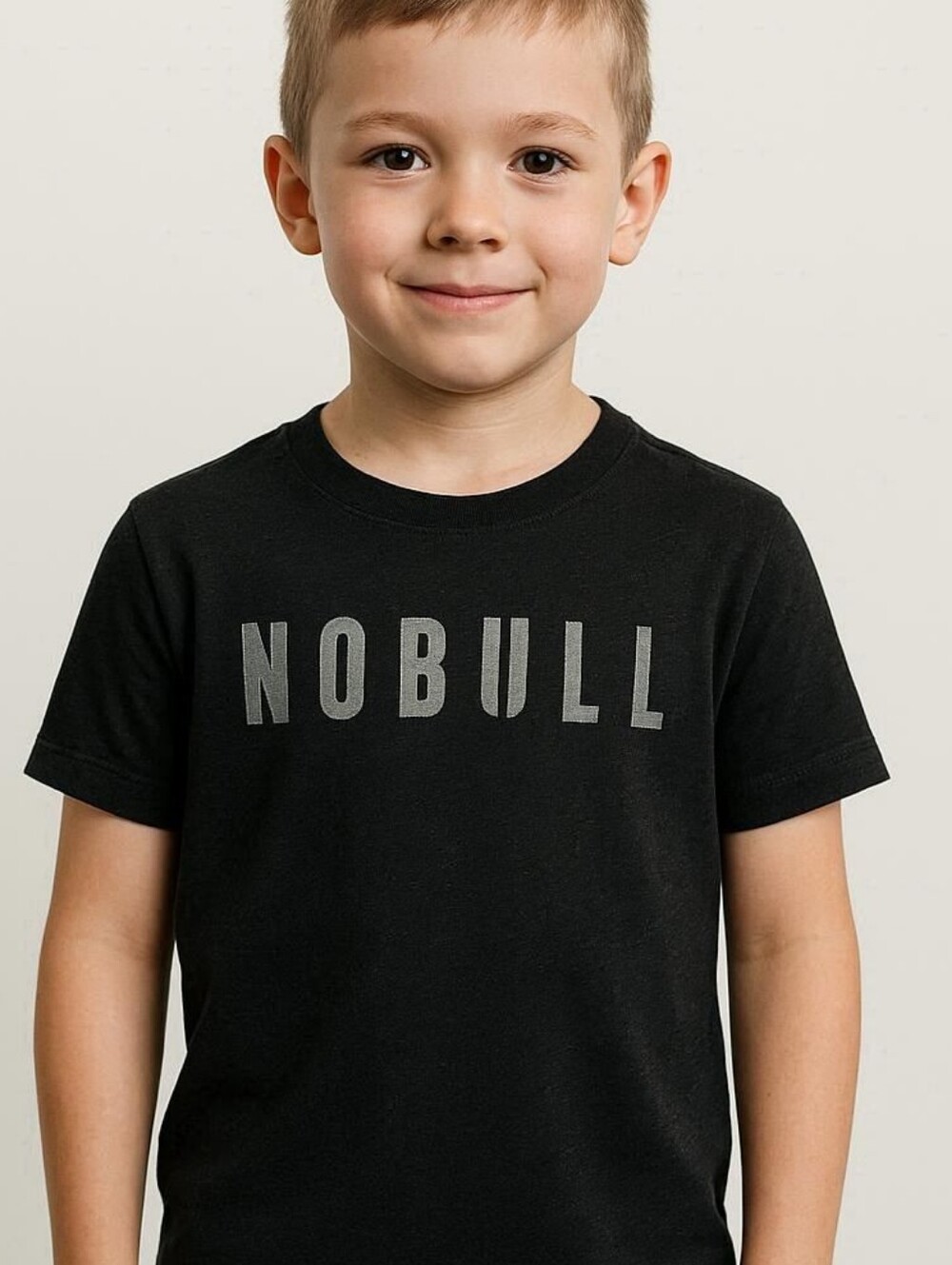 NOBULL Kids Black Crew Neck Logo Tee-SM